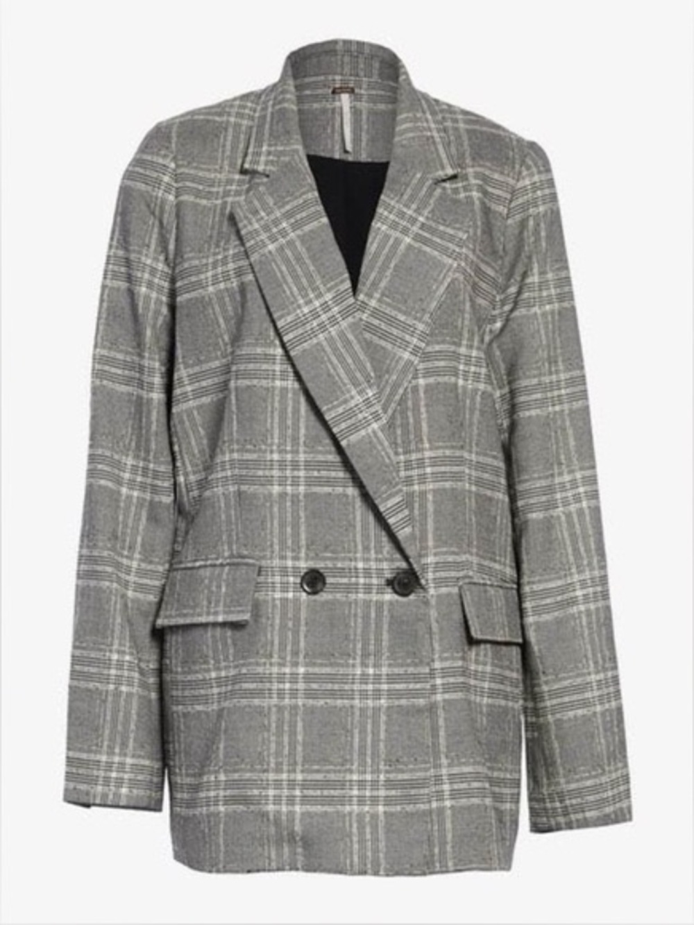 Free People Sporty Oversize Blazer Black White Large
